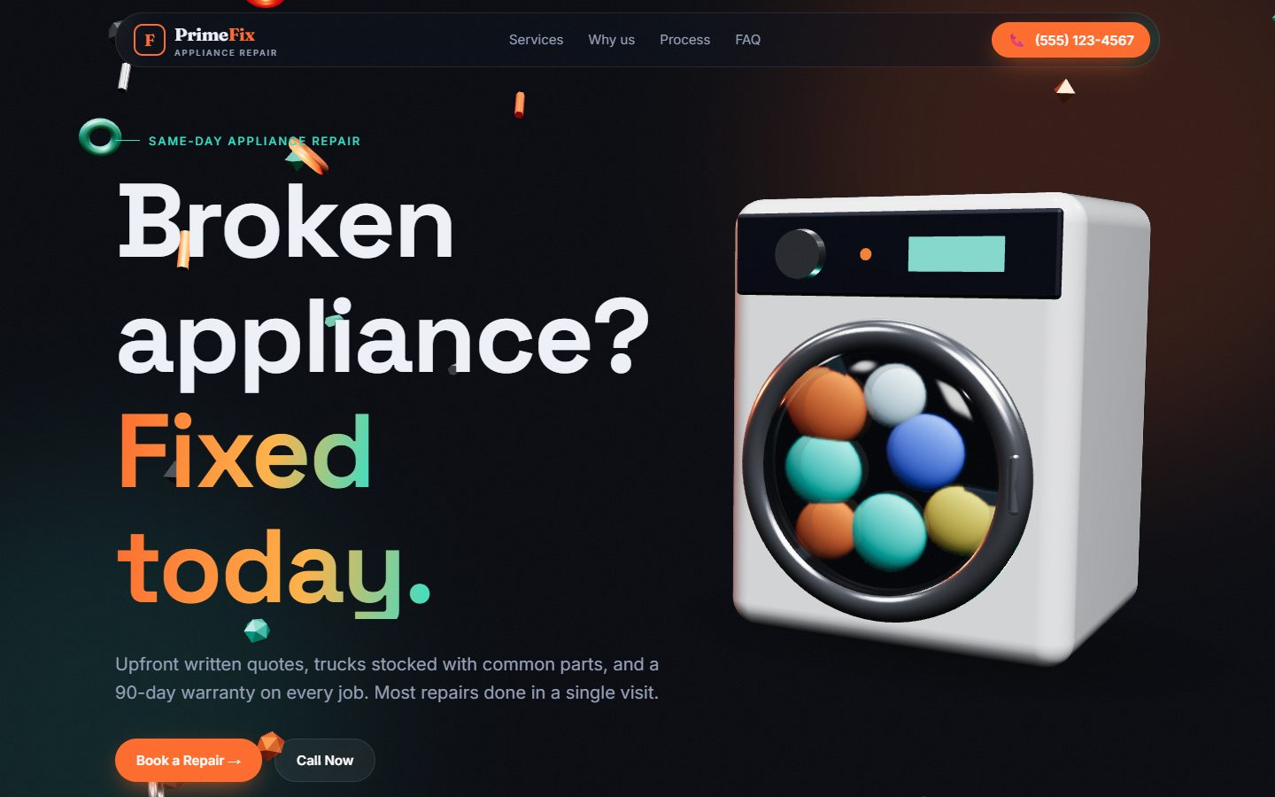 PrimeFix Appliance Repair homepage